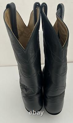 Vintage Tony Lama Navy Plain Style Western Cowboy Boots Size 11D withNEW SOLES