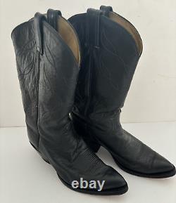 Vintage Tony Lama Navy Plain Style Western Cowboy Boots Size 11D withNEW SOLES