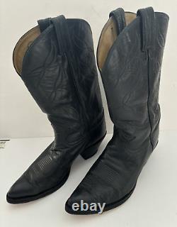 Vintage Tony Lama Navy Plain Style Western Cowboy Boots Size 11D withNEW SOLES