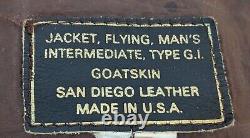 Vintage Type G1 Navy San Diego Goatskin Leather Brown Flight Jacket 48 Large USA
