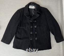 Vintage US NAVY Schott U. S. 740N Pea Jacket Coat Wool Sz 46 Made in USA