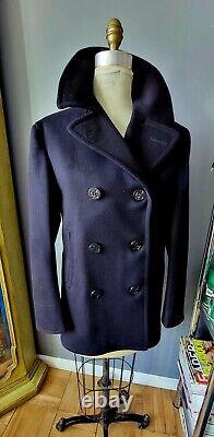 Vintage US NAVY Wool Peacoat Military Jacket 36/R Excellent Condition