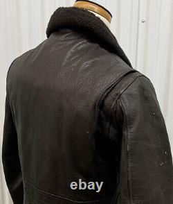 Vintage US Navy Bomber Jacket Aviator Brown Leather Flaws 20.5 X 25 SEE FLAWS
