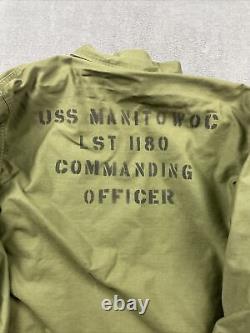 Vintage US Navy Deck Jacket Men's Size L Lined Commanding Officer Coat Green