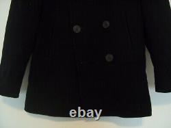 Vintage US Navy Pea Coat Mens 38R VIETNAM ERA 1967 KERSEY WOOL #1494