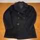 Vintage Us Navy Peacoat Mens 38 Black Wool Quilt Lined Usa Anchor Button Coat