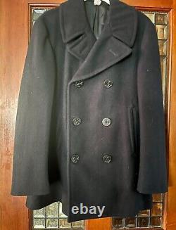 Vintage US Navy Peacoat WWII Military Jacket Size 38R Great Condition