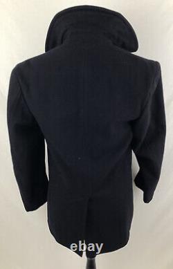 Vintage US Navy Wool Pea Coat Over Coat Metal Buttons Men's Sz 38