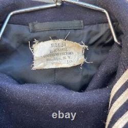 Vintage WWII US Navy Cracker Jack Dress Blues & 10 Button Peacoat 4pc Set 1940s