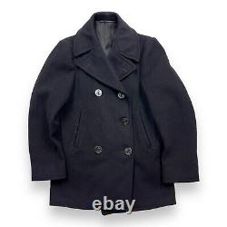 Vintage WWII US Navy Sz 36 Corduroy Pockets Lined 8 Button Wool Pea Coat