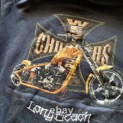 Vintage West Coast Choppers Hoodie Mens L Navy Blue Biker Motorcycle Sweatshirt