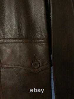 Vintage Willis & Geiger Fur Collar Brown Leather Bomber Jacket Navy Issued SZ 42