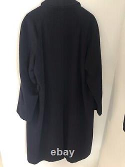 Vintage Wool Trench Coat Super Viguna Made Italy Double Breasted Navy Blue 2XL