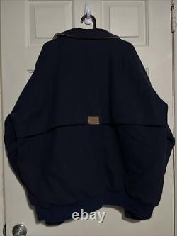 Vintage Woolrich Navy Blue Wool Bomber Jacket Flannel Lined Mens Size XL