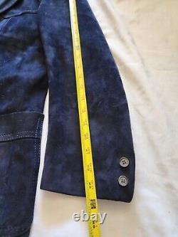 Vintage YSL Men Suede Navy Blue Western Sport Jacket Blazer Chest 42