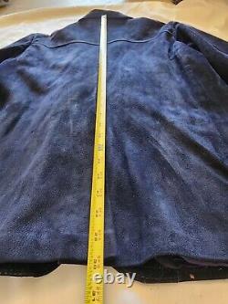 Vintage YSL Men Suede Navy Blue Western Sport Jacket Blazer Chest 42