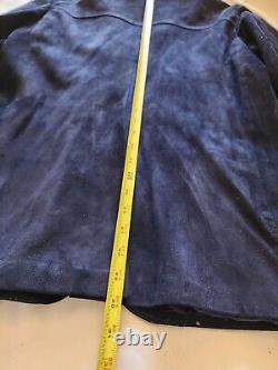 Vintage YSL Men Suede Navy Blue Western Sport Jacket Blazer Chest 42