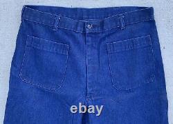 Vintage mens denim utility trousers navy sailor jeans bell bottom bells 38 31.5