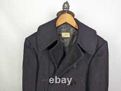 Vtg 1940s WWII US Navy 10 Button Pea Coat Naval Military Sz 36 Wool MINT