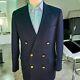 Vtg Double Breasted Yachting Blazer 40r Hart Schafnner Marx Navy Gold Buttons