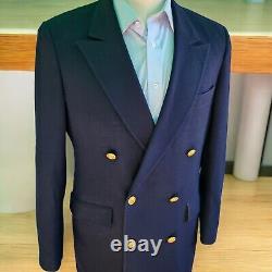 Vtg Double Breasted Yachting Blazer 40r Hart Schafnner Marx Navy Gold Buttons