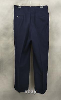 Vtg Hickey Freeman Double Breasted SUIT 38L/40R Mens Navy Blue Wool Jacket Pants