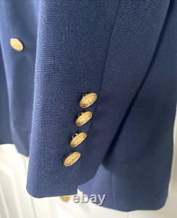 Vtg Navy DB Wool Hopsack CHAPS Ralph Lauren Horse Btn Peak Blazer Jkt 48 50 USA