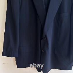 Vtg Oxxford Clothes 50R Navy Blue 100% Wool Blazer Jacket Union Made In USA