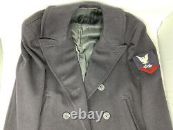 Vtg Post WWII US Navy USN Naval Clothing Depot Pea Coat Men Size 42 Cord Pockets