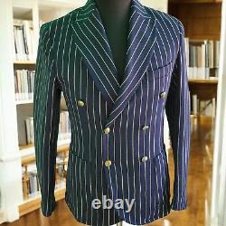 Vtg Regatta Blazer 36r Double Breasted Navy Gold Buttons Working Cuff 46it