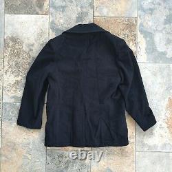 Vtg U. S. Navy Enlisted Wool Black Peacoat Men's Size 40S Pewter Buttons 1970's