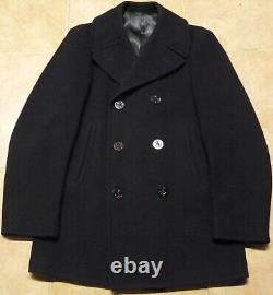 Vtg USN Kersey Black Wool Coat Peacoat Men's 40 R Vietnam DSA 100-67 Excellent