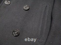 Vtg USN Kersey Black Wool Coat Peacoat Men's 40 R Vietnam DSA 100-67 Excellent